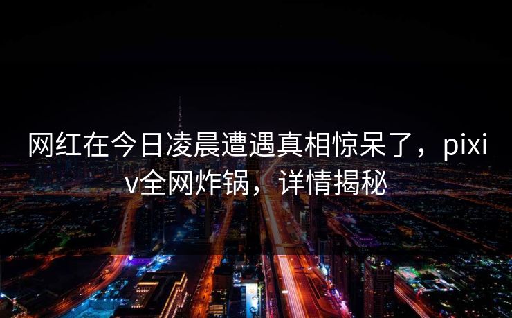 网红在今日凌晨遭遇真相惊呆了，pixiv全网炸锅，详情揭秘