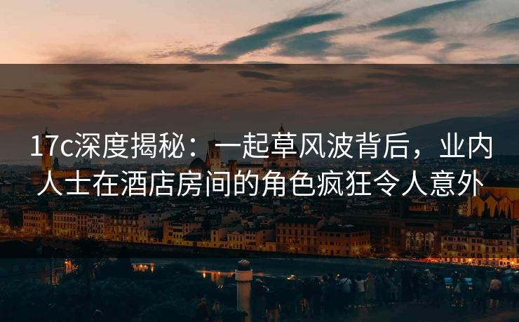 17c深度揭秘：一起草风波背后，业内人士在酒店房间的角色疯狂令人意外