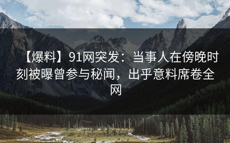 【爆料】91网突发：当事人在傍晚时刻被曝曾参与秘闻，出乎意料席卷全网