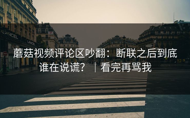 蘑菇视频评论区吵翻：断联之后到底谁在说谎？｜看完再骂我